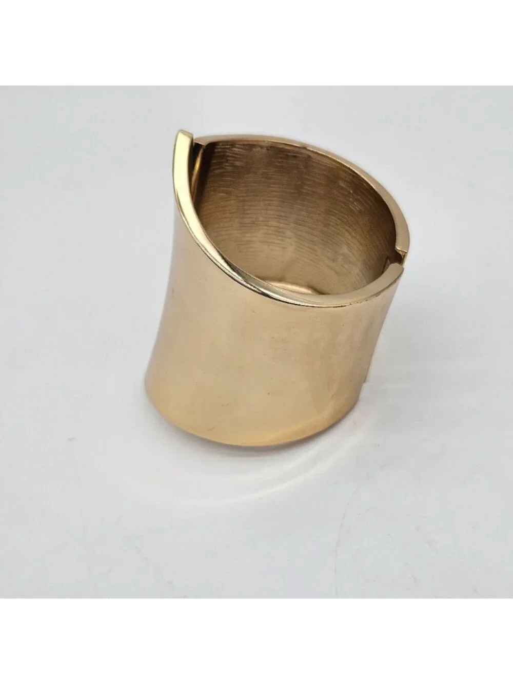 Vintage Gold Tone Wide Off Set Hinge Cuff Bangle Statement 3